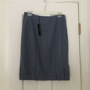 Talbots Petites Blue Pleated Wool Skirt